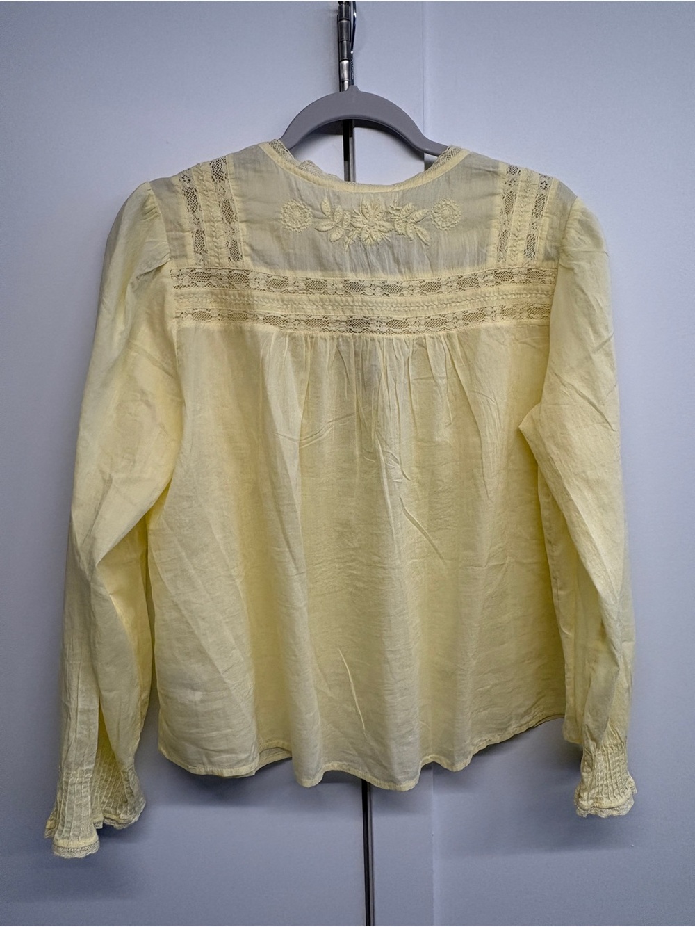 Velvet by Graham & Spencer Embroidered Byrdie Blouse in Butter Yellow - Picture 8 of 12